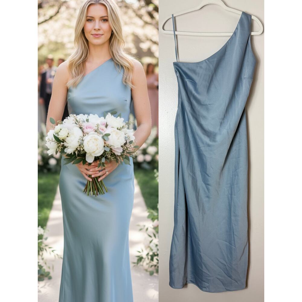 NWT BHLDN AUDRIE MIDI DRESS BLUE BRIDESMAID WEDDING GUEST EVENING FORMAL SATIN